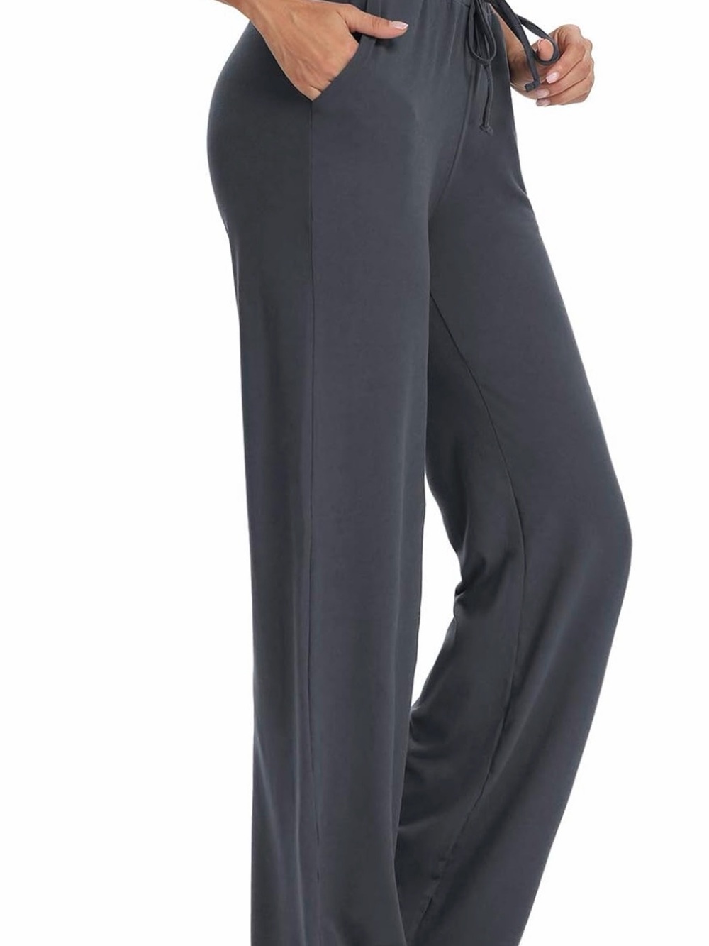 Wide Leg Drawstring Pants in Charcoal Gray